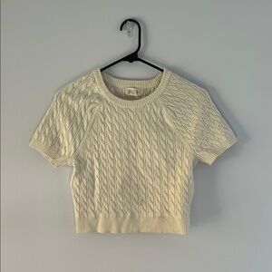 Marled Ivory Cable Knit Crop Top
